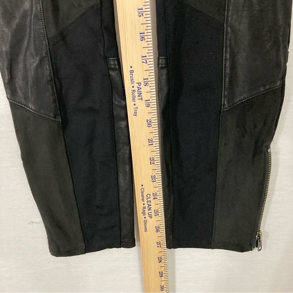 Anthropologie Black Mixed Media Faux Leather Knit Stretch Slim Pants size 30‎ - Picture 7 of 9